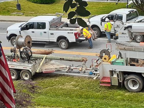 The broken power pole. (Submitted photo)