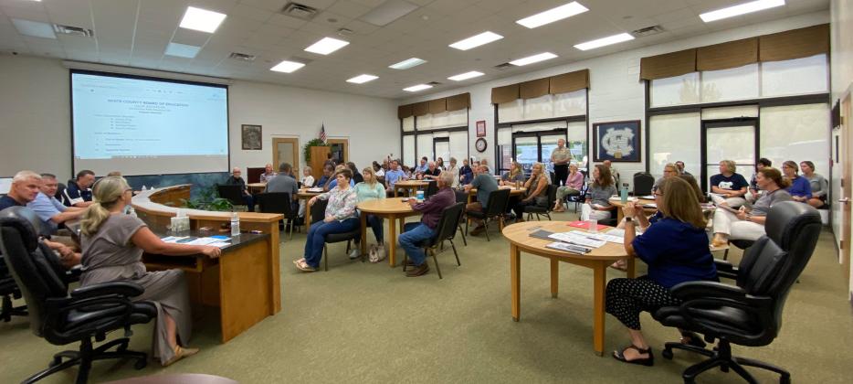 The White County Board of Education board room was filled with citizens listening to what some residents claims about critical race theory in the school system during the BOE meeting on Tuesday, July 27. (Photo/Stephanie Hill)