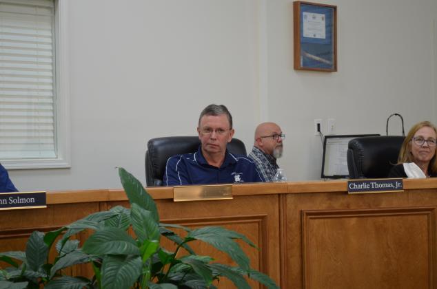 Board member Charlie Thomas at a July 29 meeting to say Critical Race Theory is not taught in the school system.. (Photo/Stephanie Hill)