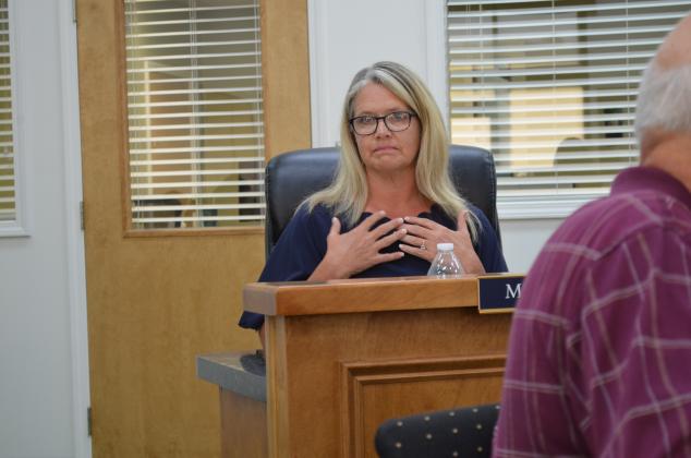 White County Board of Education Chair Missy Jarrard spoke at a July 29 meeting to say Critical Race Theory is not taught in the school system. (Photo/Stephanie Hill)