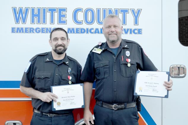 Shown are paramedic Ryan Hayden and EMT Joey Ramsey. (Photo/Stephanie Hill)