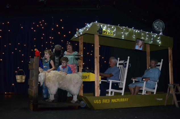 Cast members David McNeill White, who is also the director, Karen Loos, Liat Faver, Jack Molnar, Daniel White and Katie White all stand around the time machine that is featured. (Photo/Stephanie Hill)