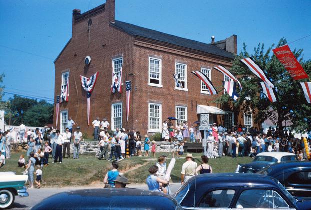 This photo from the White County Historical Society archives shows the 1957 Centennial Celebration at the Historic Courthouse in downtown Cleveland.