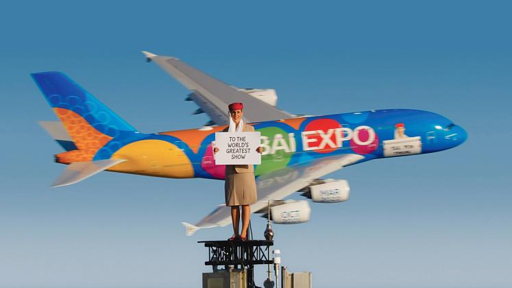 The success of the first commercial led to a return trip to the skyscraper, this time with a fly-by of an Airbus A380 featuring her face (seen at the front of the plane).