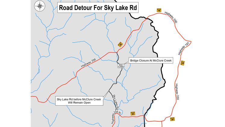 This map from the White County government shows a planned detour route once part of Skylake Road is closed.