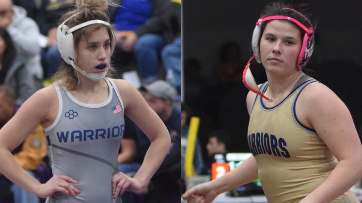 Ollie Weiland (left) won the 112-pound title at the sectionals. Sidney Sullens (right) posted three pins on the way to the 152-pound sectional title.