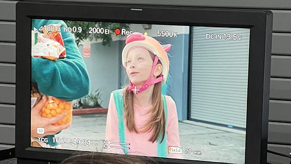 Josalynne Wiley is shown on a monitor while filming a scene for television pilot in Los Angeles. (Photo/submitted)