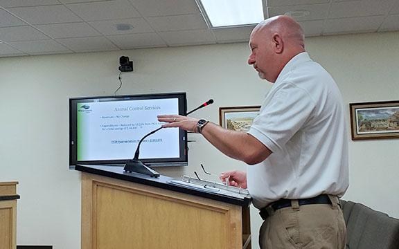 Public Safety Director David Murphy presented budget requests for four divisions — animal control, emergency management, Emergency 911 communications and fire services. (Photo/Samantha Sinclair)