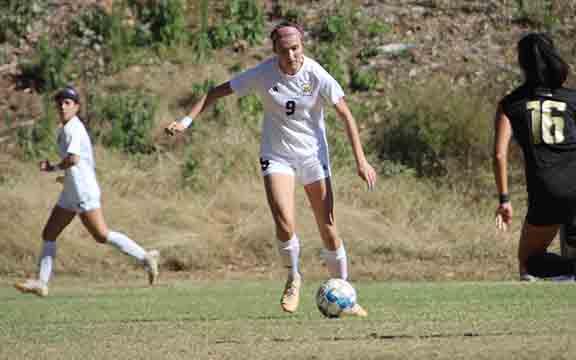 Ashley Johnson scored a pair of goals in Truett's 3-1 win over Marian. (Photo/TMU Athletics)