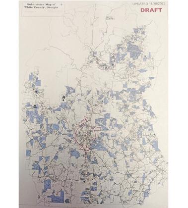 The draft map of White County shows subdivisions in blue.