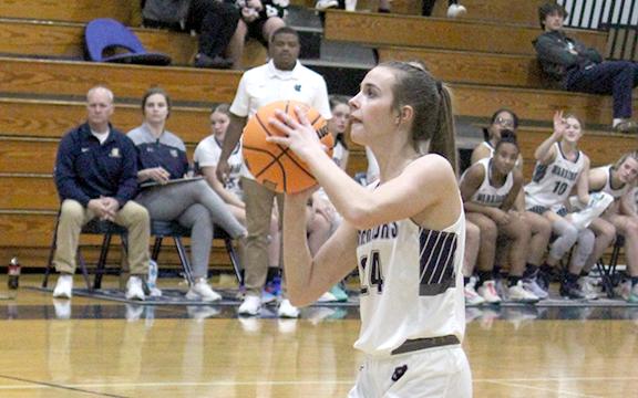 Zoe Burkett put up a shot Tuesday night during the Lady Warriors' win over Gilmer. (Photo/Eli Shoemake)