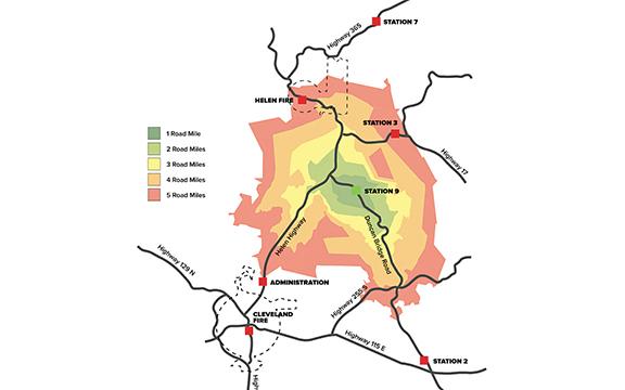 The proposed fire station’s road coverage out to five miles was presented by Public Safety Director David Murphy.