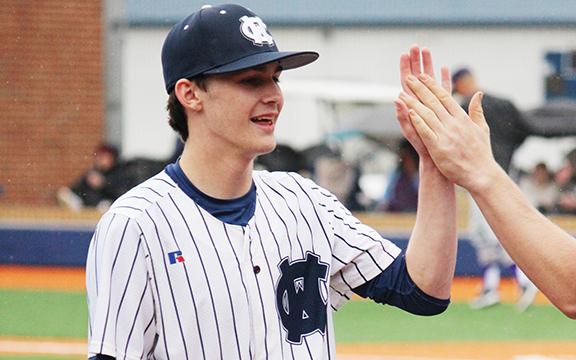 Trevor Butler had four hits and scored four runs at the plate and tossed a complete game in the Warriors' 18-4 win Monday over West Hall. (Photo/Mark Turner)