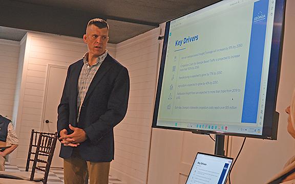 Seth Millican of the Georgia Transportation Alliance presents the key drivers for growth impacting the state’s transportation needs. (Photo/Samantha Sinclair)