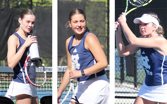 The Lady Warriors' seniors, from left, Sarah Blair, Linsey Burke and Kate Sartain all played key roles in the team's first-ever state tournament appearance, which ended last week in the Class AAA Final Four at Oconee County. (Photo/Mark Turner)