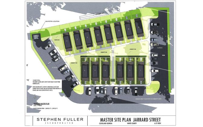 The master plan for the community, as presented to the Cleveland DDA last week, shows how the 14 units will be arranged on the property. (Image/submitted)