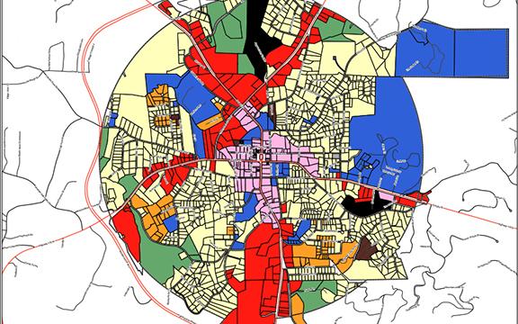 The draft zoning map for the city shows where the variety of new zoning opportunities proposed for Cleveland will be located. The full-sized map can be viewed on cityofclevelandga.org. (Graphic/City of Cleveland)