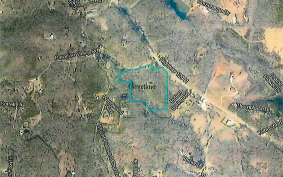 An overhead view of the land re-zoned by the county, with the Lomaxes' land highlighted. (Photo/White County)