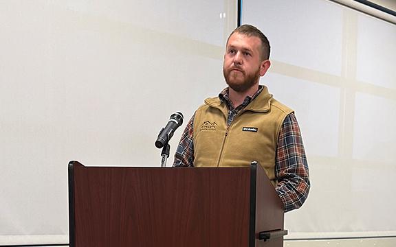 Alex Cowart, owner of Cowart Construction, spoke at the Cleveland City Council meeting appealing a financial penalty for working prior to the issuance of a permit. (Photo/Linda Erbele)
