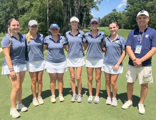 The White County High School girl's golf team posted a third place finish at the Class AAA state golf tournament earlier this week. The Lady Warriors have finished in the Top 3 at the state tournament four times in the past five years. Members of the team are, from left, Addison Schindler, Maddie Kate Hall, Cameron Kimsey, Layne Graham, Billi Kayl Allison, Emma Rogers and head coach Jay Stowe. (Photo/WCHS Golf)