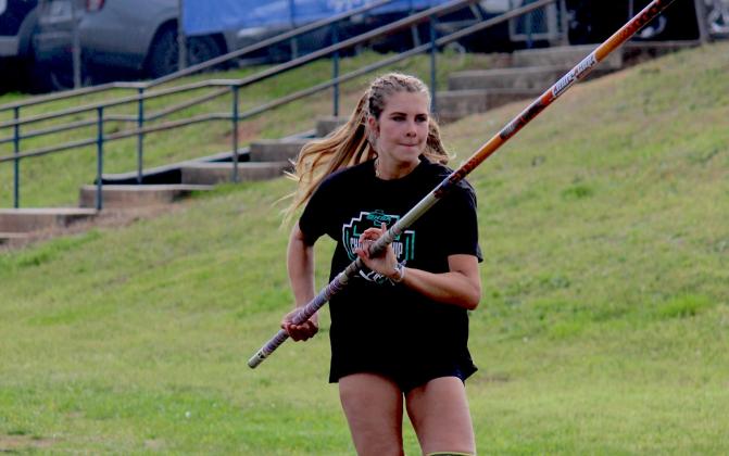 The White County High School track team wrapped up the 2025 season in May with a handful of athletes competing in the Class AAA state meet in Albany, including pole vaulter Tallulah Shack (pictured). The Lady Warriors came home with a Top 10 finish in the team standings, finishing eighth with 34 points and the WCHS boy's squad was 29th with five points. In the girl's division, Shack finished off her high school career with back-to-back vaults at 9-0 and 9-6. She was eliminated at the 10-0 height, which was