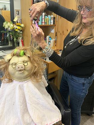 Debra Meadow gives Cunningham a make-over. SUBMITTED