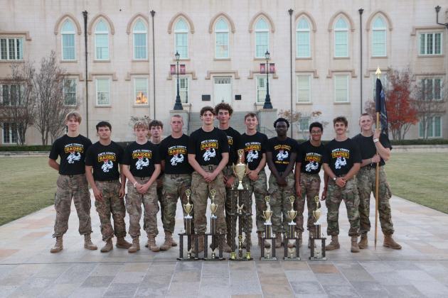 Members of the White County JROTC Raider team are, from left, River Shack, Dason Adcock, Asher Page, Michael Kimbrell, Asher Stewart, Sam Harkins, Kayden Pace, Dawson Brown, Timothy Little, Collin Thibeau, Clay Christopher and Bryson Howe.  Not shown are Sawyer Martin and Max Autry. WCHS JROTC/SPECIAL