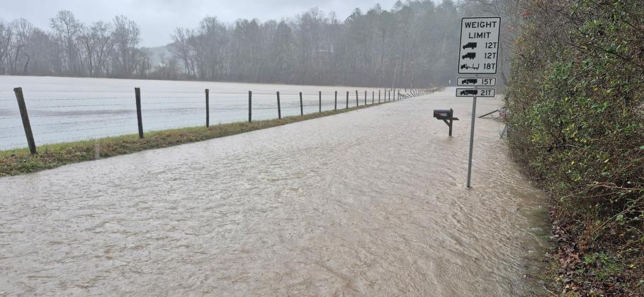 Kristen and Travis Dennis took this photo of Lynch Mountain Road before Lovers Lane during last Saturday’s rain event.