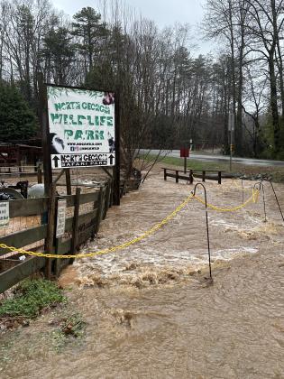 Flooding caused by heavy rainfall on Saturday, Jan. 10 im- pacted North Georgia Wildlife &amp; Safari Park in Cleveland,  forcing the park to shut down for a day. SUBMITTED PHOTO