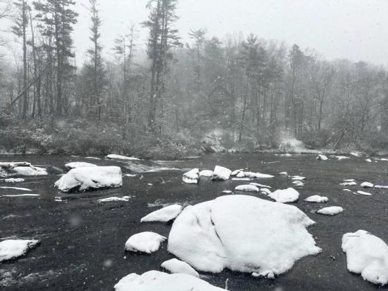 Donnie Filaski photographed river rocks capped with snow.