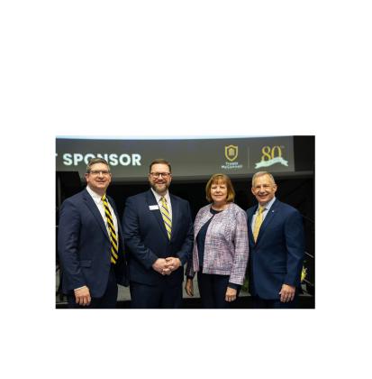 Truett McConnell University held a dinner on March 14 to celebrate its business school's accomplishments. From left: Johnathan Gray, president and CEO of the Georgia Baptist Foundation, TMU President Larry Lyon, Karen Williams, and Glenn Williams, CEO of Primerica Inc. SUBMITTED PHOTO