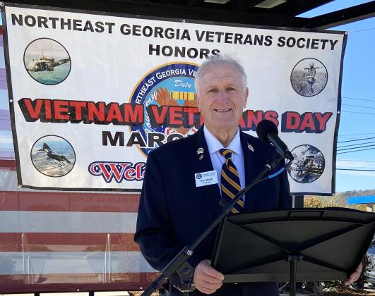 Ron Webb, President of the Northeast Georgia Veterans Society, speaks during last Saturday’s observance. SUBMITTED PHOTOS