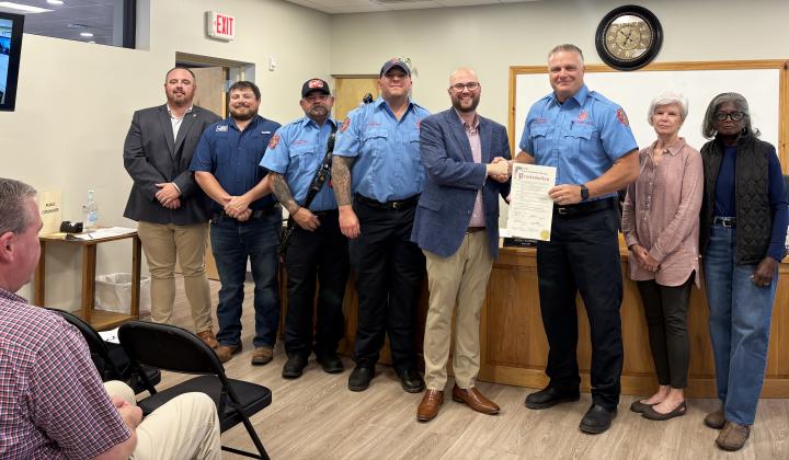 Cleveland City Council members present a proclamation to Fire Chief Jason Bryant and members of the Cleveland Fire Department during the May 4 meeting, designating May 4, 2026, as International Firefighters Day. CARLY HENDERSON/WCN