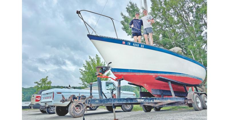 The Afternoon Delight was docked in the parking lot of Lake Zwerner last week as Duke Neslen and Beau Donner prepared to launch their newly-purchased 25-foot sailboat into the reservoir waters. SUBMITTED PHOTO