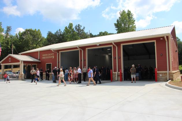 Attendees gather outside White County Fire Station 9 for the station's grand opening ceremony June 11. CARLY HENDERSON/WCN