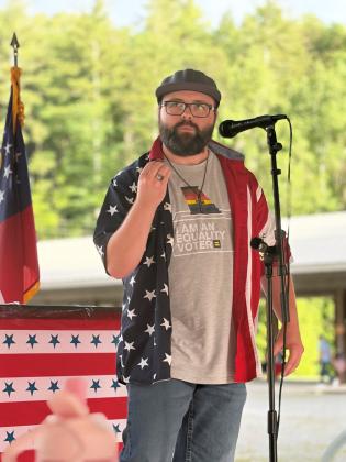 Nick Mitchell, a White County resident and Democratic candidate for Georgia State House District 8, is shown speaking in Rabun County. SUBMITTED PHOTO