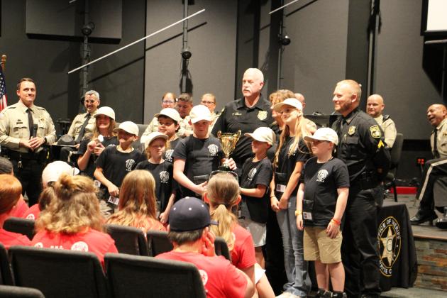 The Cleveland Police Department and their Week 2 cadets pose with their award at WCJLEA Week 2 graduation.