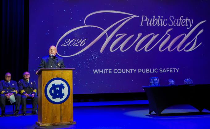 Public Safety Director David Murphy, left of the awards table, starts off the Public Safety Awards presentation last Saturday. SUBMITTED PHOTO