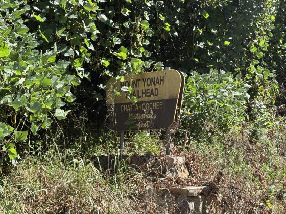 This sign is at the entrance road to the trailhead on Mt. Yonah. CARLY HENDERSON/WCN