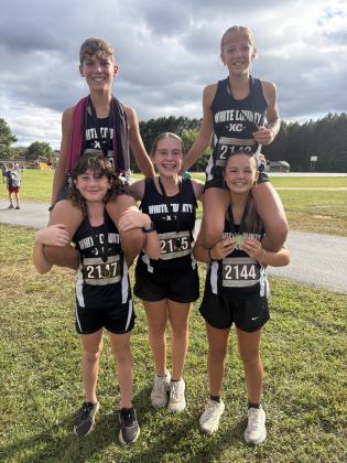 The middle school program had five runners place in the Top 10 at the NGML championships last week in Ellijay. Shown are, bottom from left, Jace Caudell, Wynn Whitlark and Lizzie Parker; top, Callen Fain and Jules Harris.  WCMS XC/SPECIAL