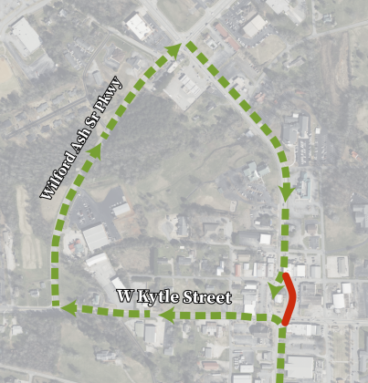 This graphic shows where the road will be closed around the Historic Courthouse from 10 p.m. Sept. 28 through 5 a.m. Sept. 29. SUBMITTED IMAGE