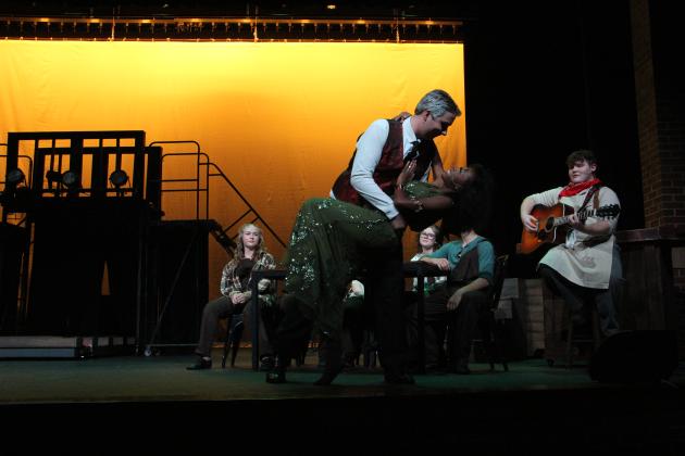Hades (Nolan Johnson) and Persephone (Kamaizeryn Kelley) dance in White County High School’s upcoming musical.