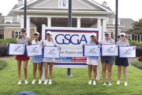 Team Georgia members are, from left, Ainsley Cowart, Sara Im, Ava Merrill, Kimberly Shen, Mikayla Dubnik and White County High School's Catie Craig. (Photo/Georgia State Golf Association)