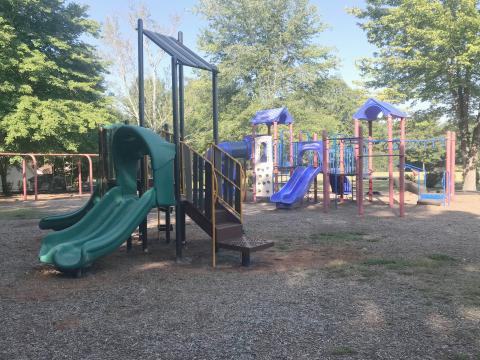 A new toddler play set replaced the old one at Cleveland’s city park on Woodman Hall Road over this past weekend. (Photo/Stephanie Hill)