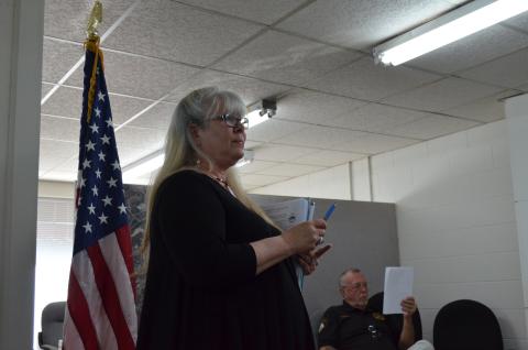 Tedi Boling spoke at the Cleveland millage hearing on July 25. (Photo/Stephanie Hill)