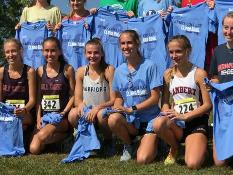WCHS senior Ellie Gearing, middle, posted a Top 20 time at the Clara Bowl Invitational last weekend at Berry College in Rome. (Photo/WCHS Athletics)