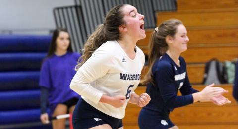 Karlie Burke reacts after a point during the Senior Night win last week over Madison County. (Photo/Staci Sulhoff)