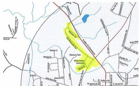 Area affected by boil water notice.
