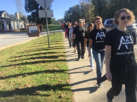 Participants in a previous Walk for Freedom head along Helen Highway toward Cleveland. (Submitted photo)
