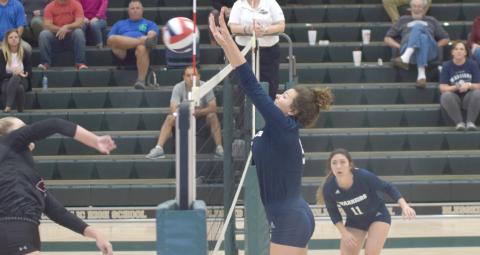 Senior Hope Thomas blocks a shot during the win over Chestatee last week at the region tournament. During the tournament, Thomas was named to the All-Region second team. (Photo/MarkTurner)
